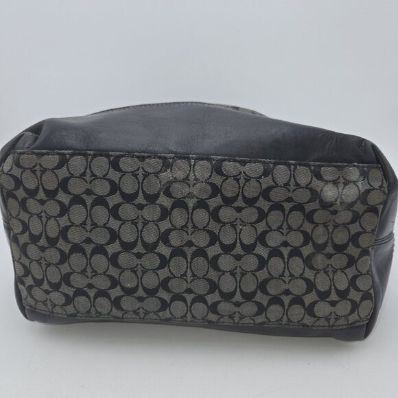 Coach Legacy Black Gray Signature Logo Purse Jacquard Duffle Shoulder Bag Tass - Picture 5 of 16